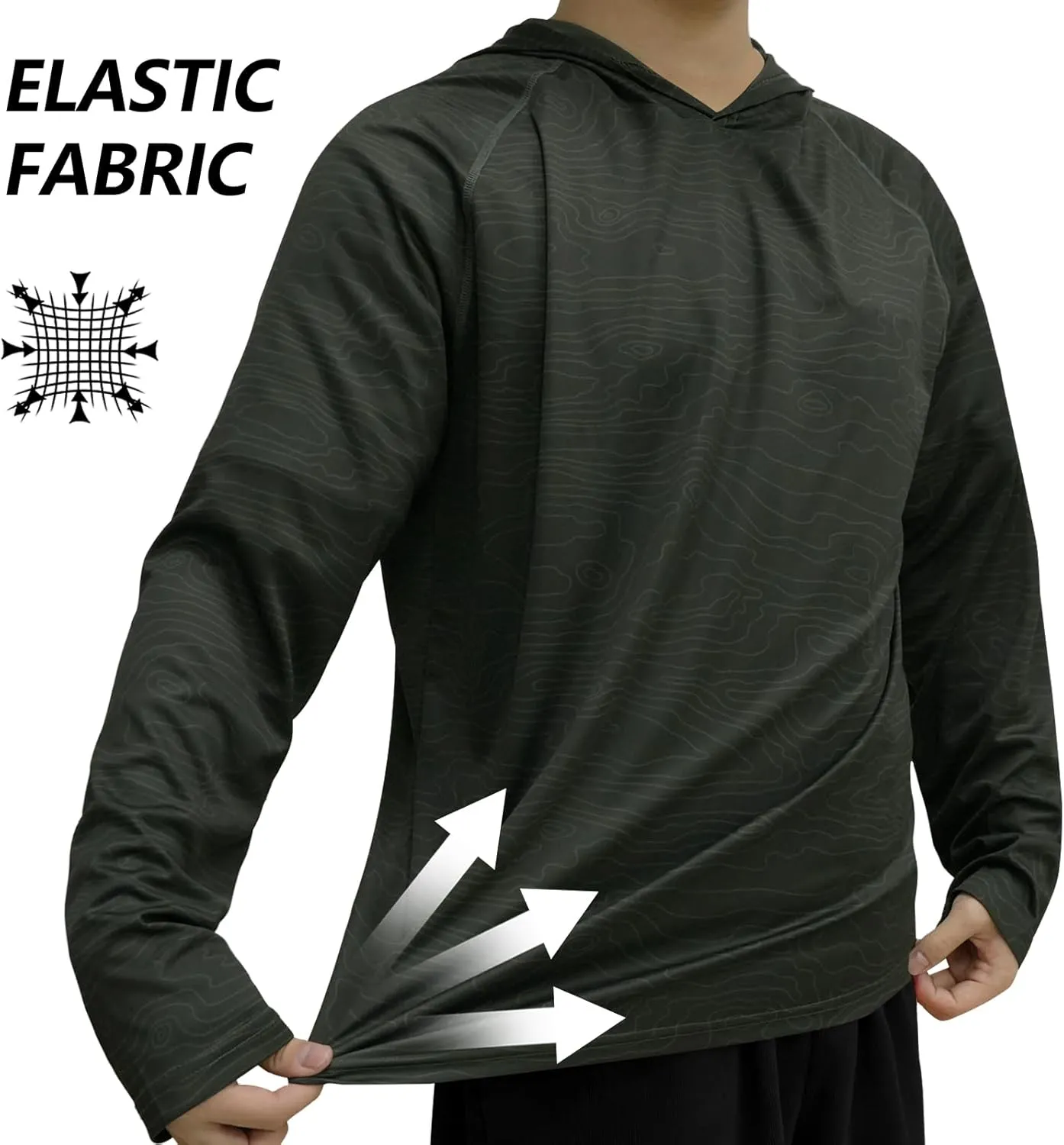 LOOGU Men's UPF 50  Sun Protection Hoodie Shirt Long Sleeve Rash Guard SPF T-Shirts for Fishing Hiking