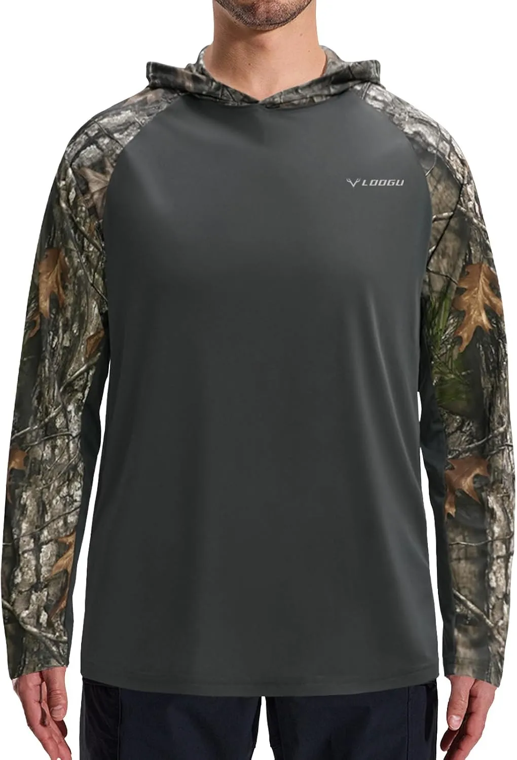 LOOGU Men's UPF 50  Sun Protection Hoodie Shirt Long Sleeve Rash Guard SPF T-Shirts for Fishing Hiking