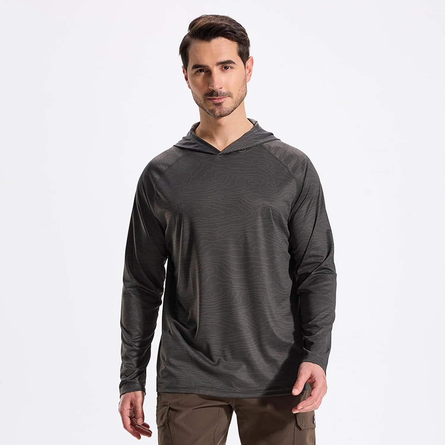 LOOGU Men's UPF 50  Sun Protection Hoodie Shirt Long Sleeve Rash Guard SPF T-Shirts for Fishing Hiking