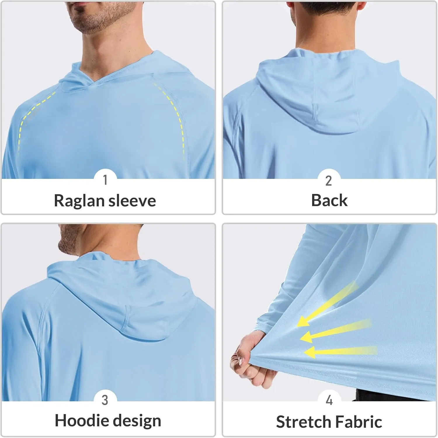 LOOGU Men's UPF 50  Sun Protection Hoodie Shirt Long Sleeve Rash Guard SPF T-Shirts for Fishing Hiking