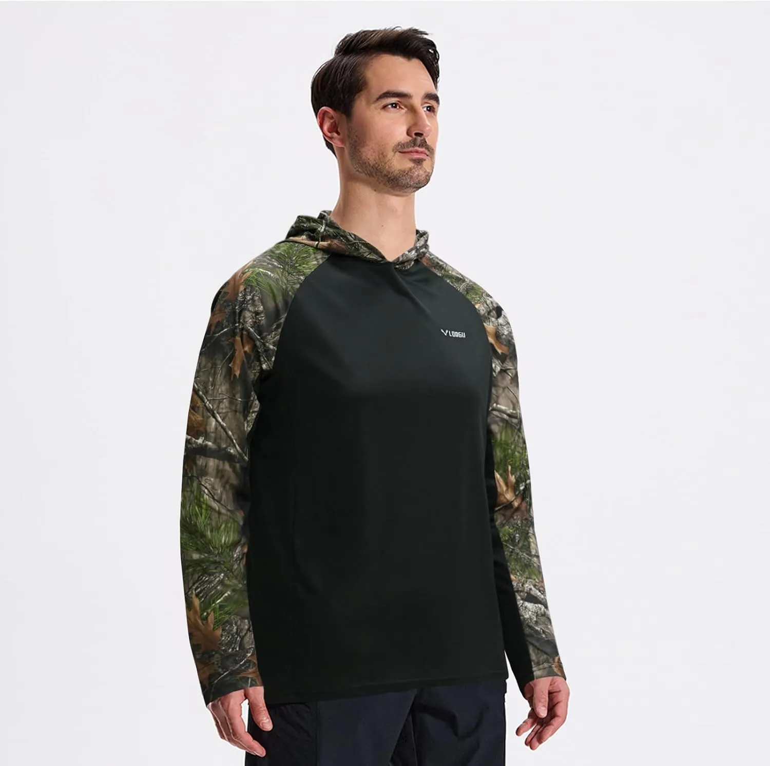 LOOGU Men's UPF 50  Sun Protection Hoodie Shirt Long Sleeve Rash Guard SPF T-Shirts for Fishing Hiking