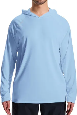 LOOGU Men's UPF 50  Sun Protection Hoodie Shirt Long Sleeve Rash Guard SPF T-Shirts for Fishing Hiking