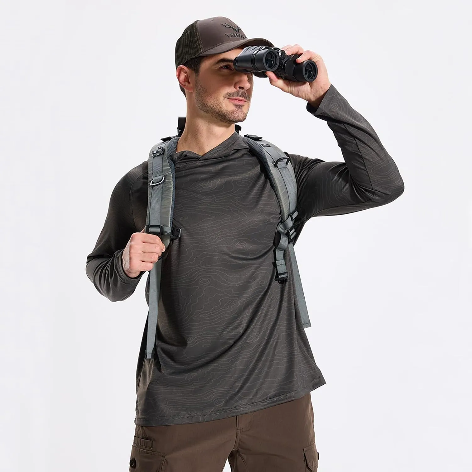 LOOGU Men's UPF 50  Sun Protection Hoodie Shirt Long Sleeve Rash Guard SPF T-Shirts for Fishing Hiking