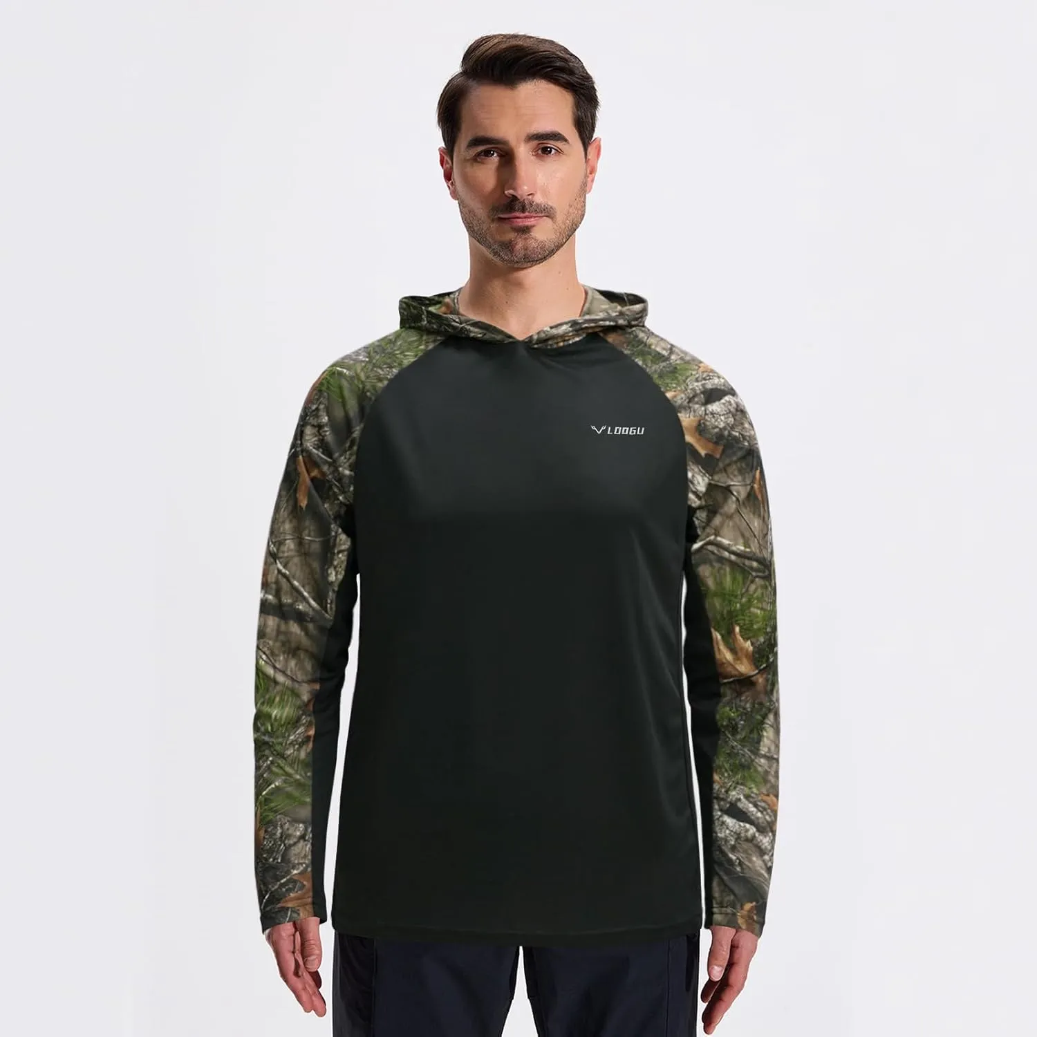 LOOGU Men's UPF 50  Sun Protection Hoodie Shirt Long Sleeve Rash Guard SPF T-Shirts for Fishing Hiking