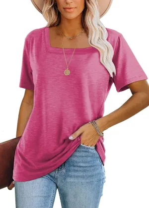 Lunivop Womens Tops Casual V Neck Short Sleeve Solid Color Basic T Shirt