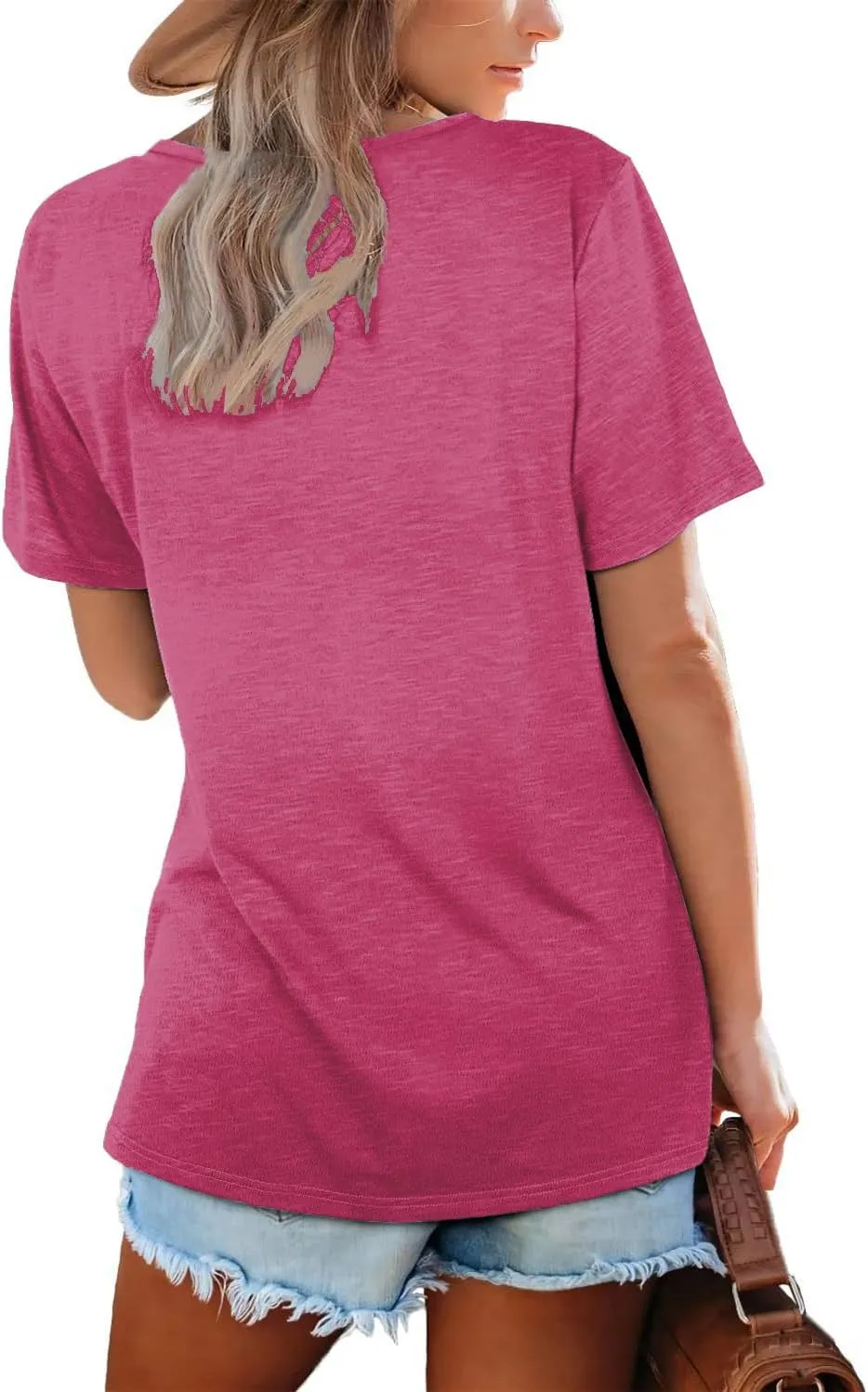 Lunivop Womens Tops Casual V Neck Short Sleeve Solid Color Basic T Shirt