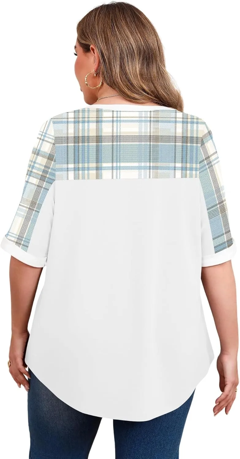 LUYAA Womens Plus Size Tops Short Sleeve Summer T-Shirts Crewneck Loose Casual Tunic Blouse L - 5XL