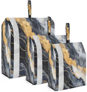 Marble Black Golden Packing Cubes for Travel 3 Set Travel Compression Bags Suitcase Organizer Bags for Suitcase