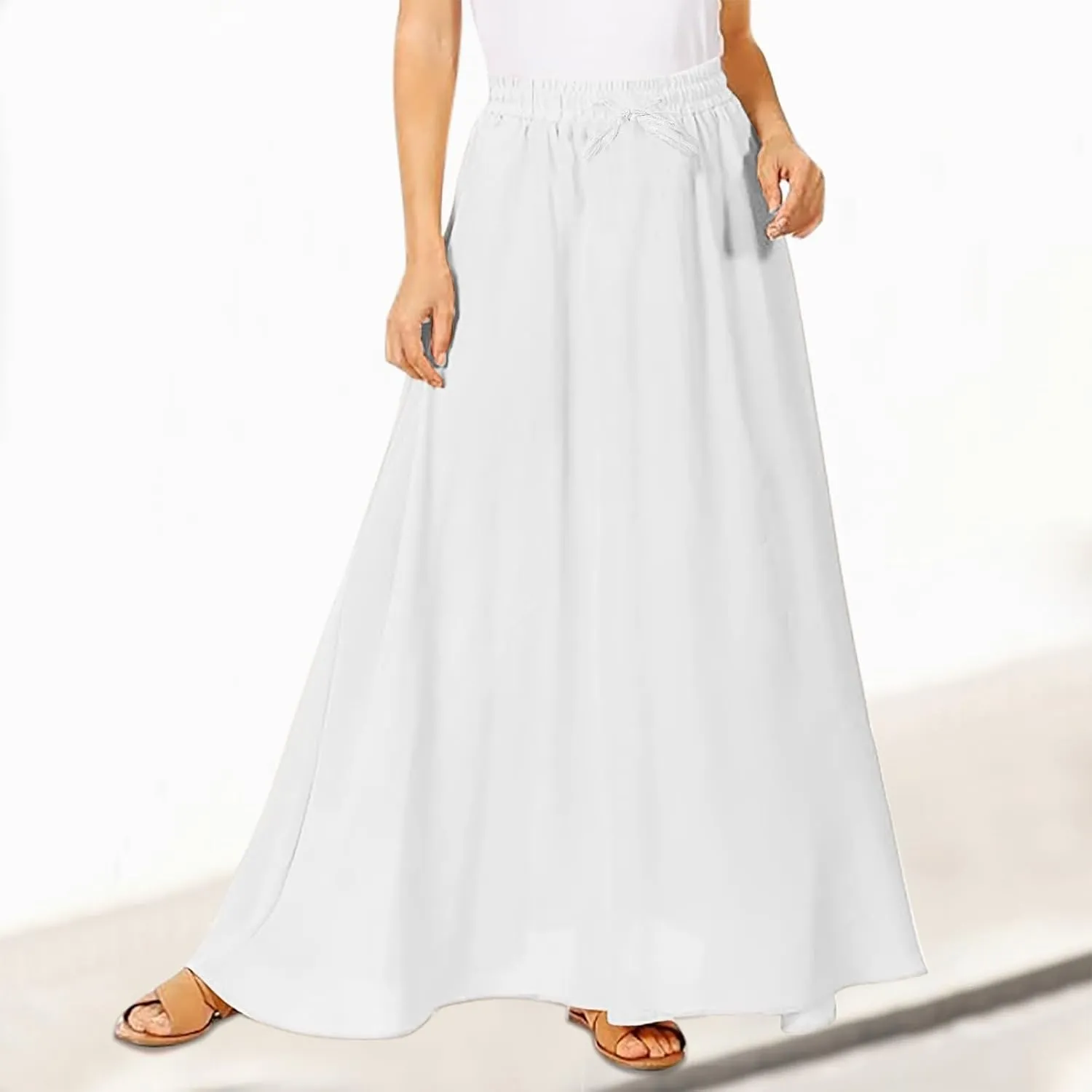 Maxi Skirts for Women Plus Size Women's Long Skirts Flowy Summer Skirt Elastic Maternity Dress for