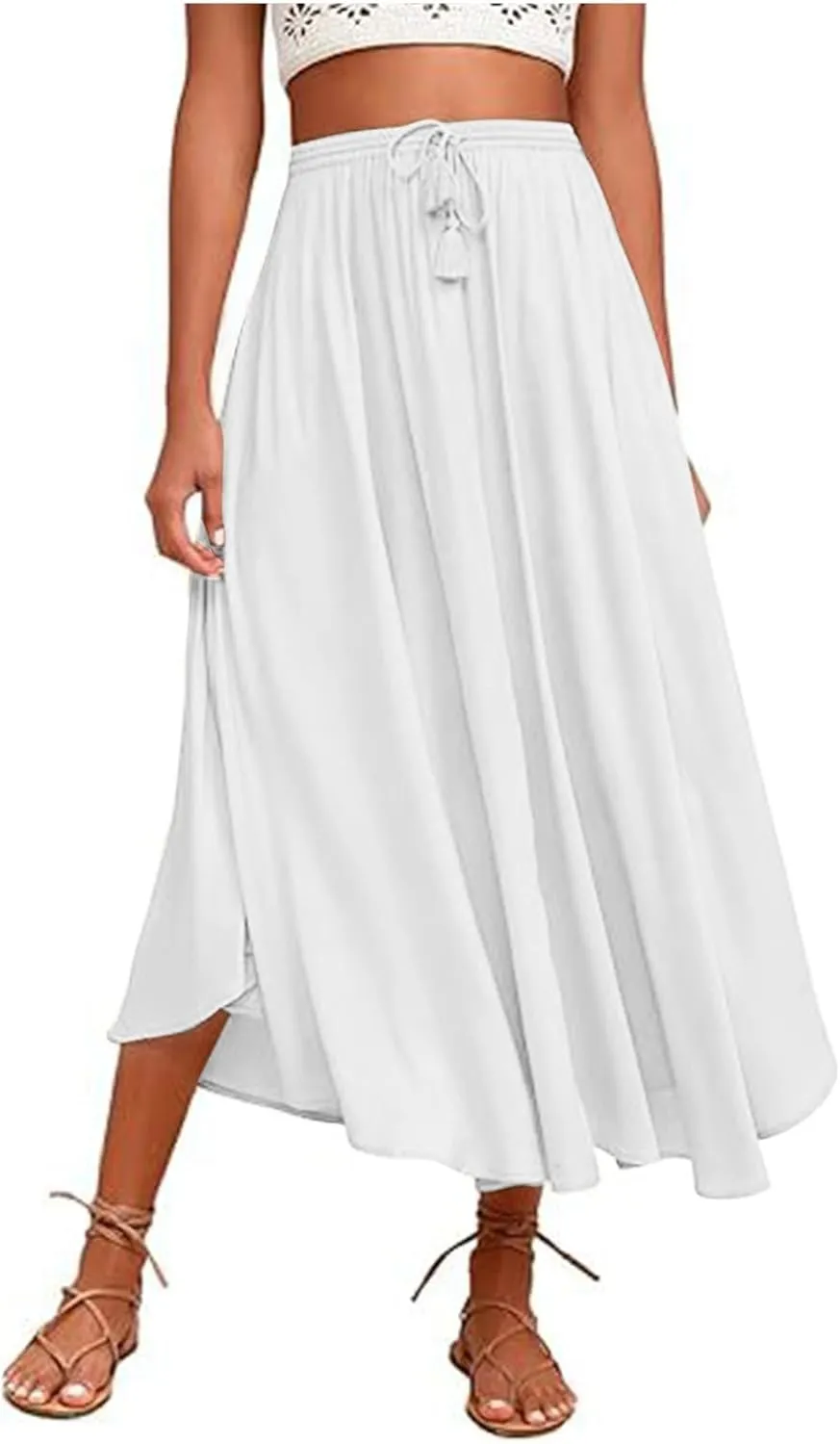 Maxi Skirts for Women Plus Size Women's Long Skirts Flowy Summer Skirt Elastic Maternity Dress for