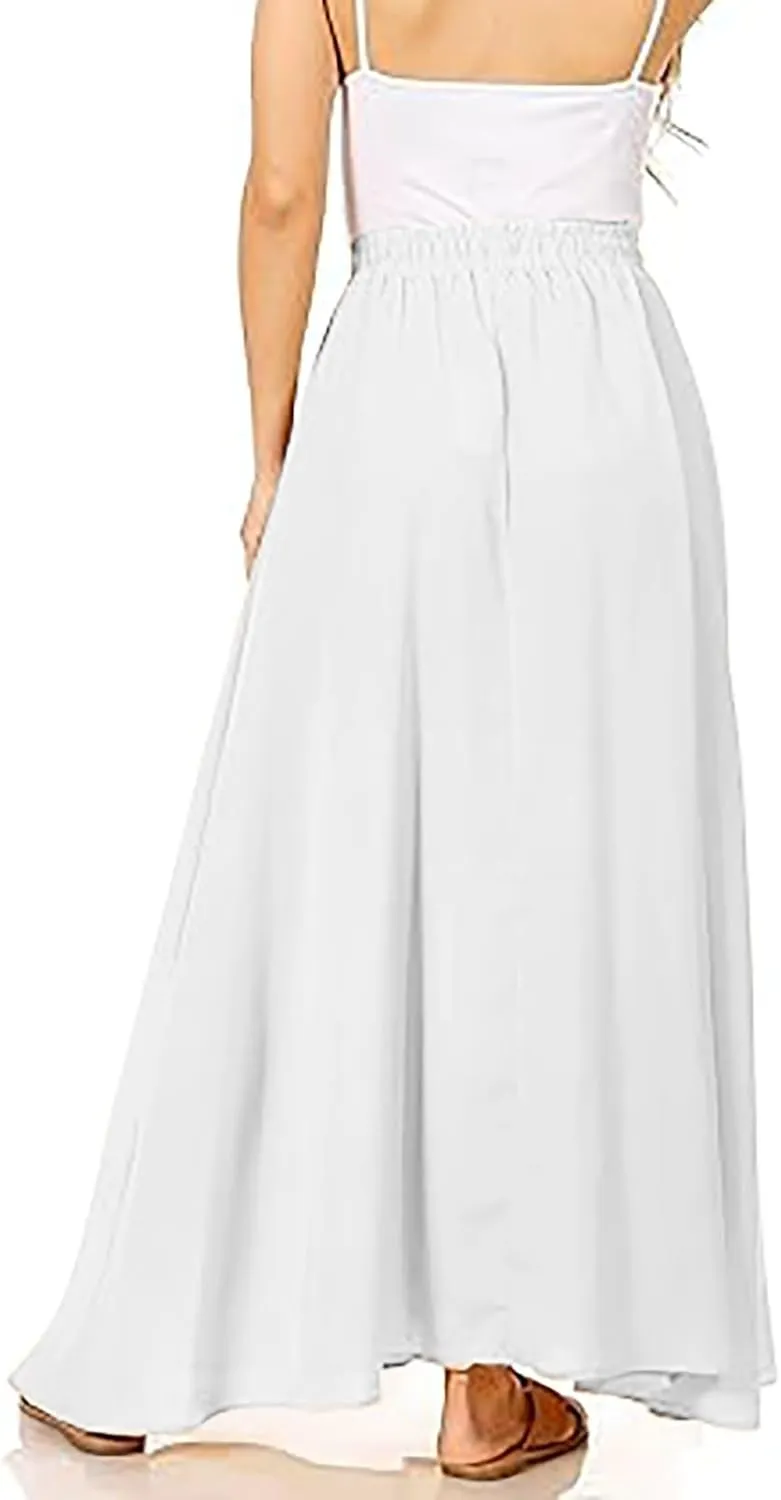 Maxi Skirts for Women Plus Size Women's Long Skirts Flowy Summer Skirt Elastic Maternity Dress for