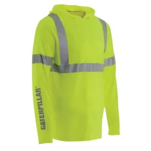 Men's ANSI Hi-Vis UPF Hooded Long Sleeve T-Shirt - HiVis Yellow