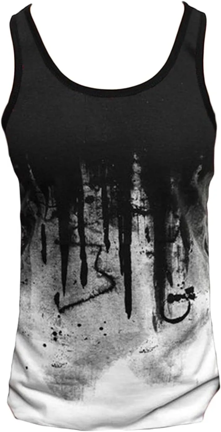 Mens Print Workout Sleeveless T-Shirts Funny Muscle Vest Casual Sport Gym Tank Tops Body Shaper Compression Shirt (White,Medium)