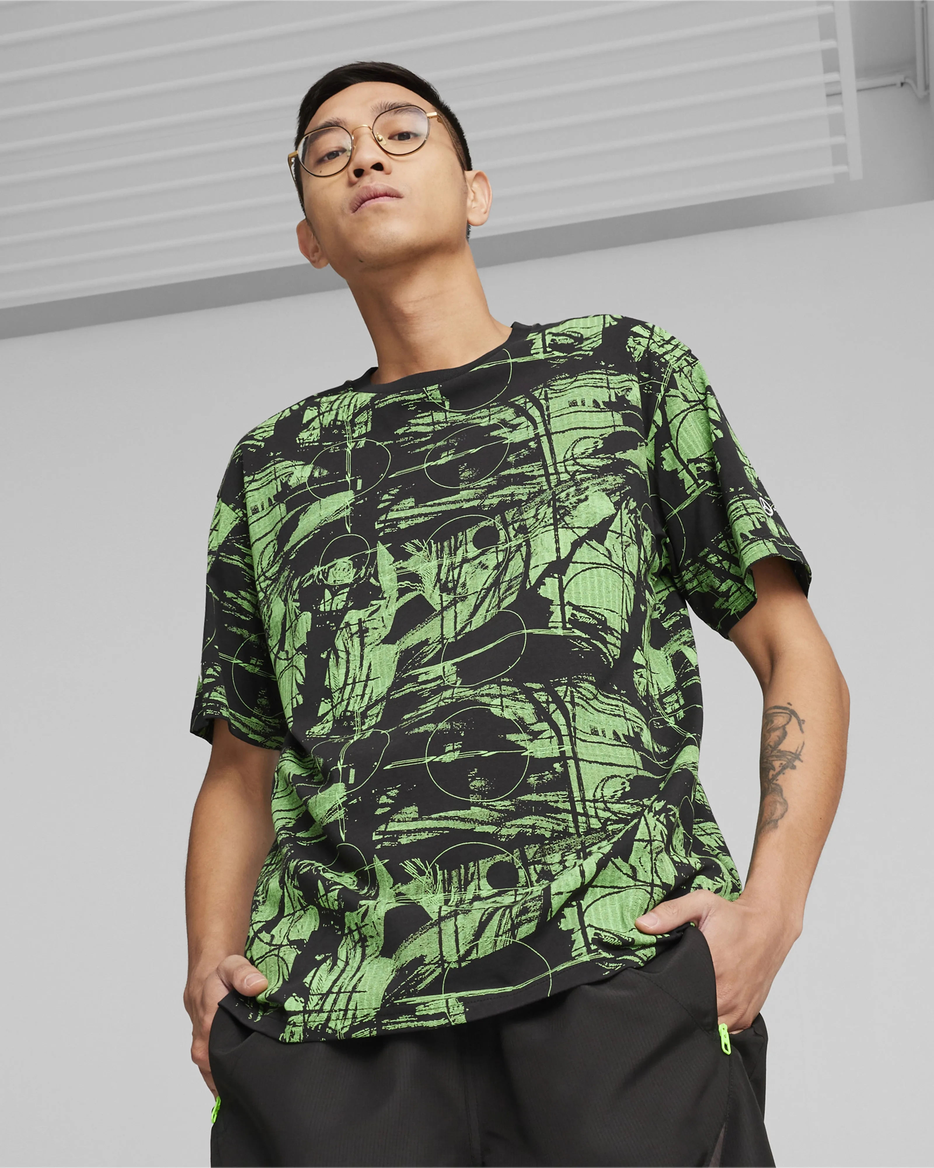 Mens Puma Statement AOP Tee Black