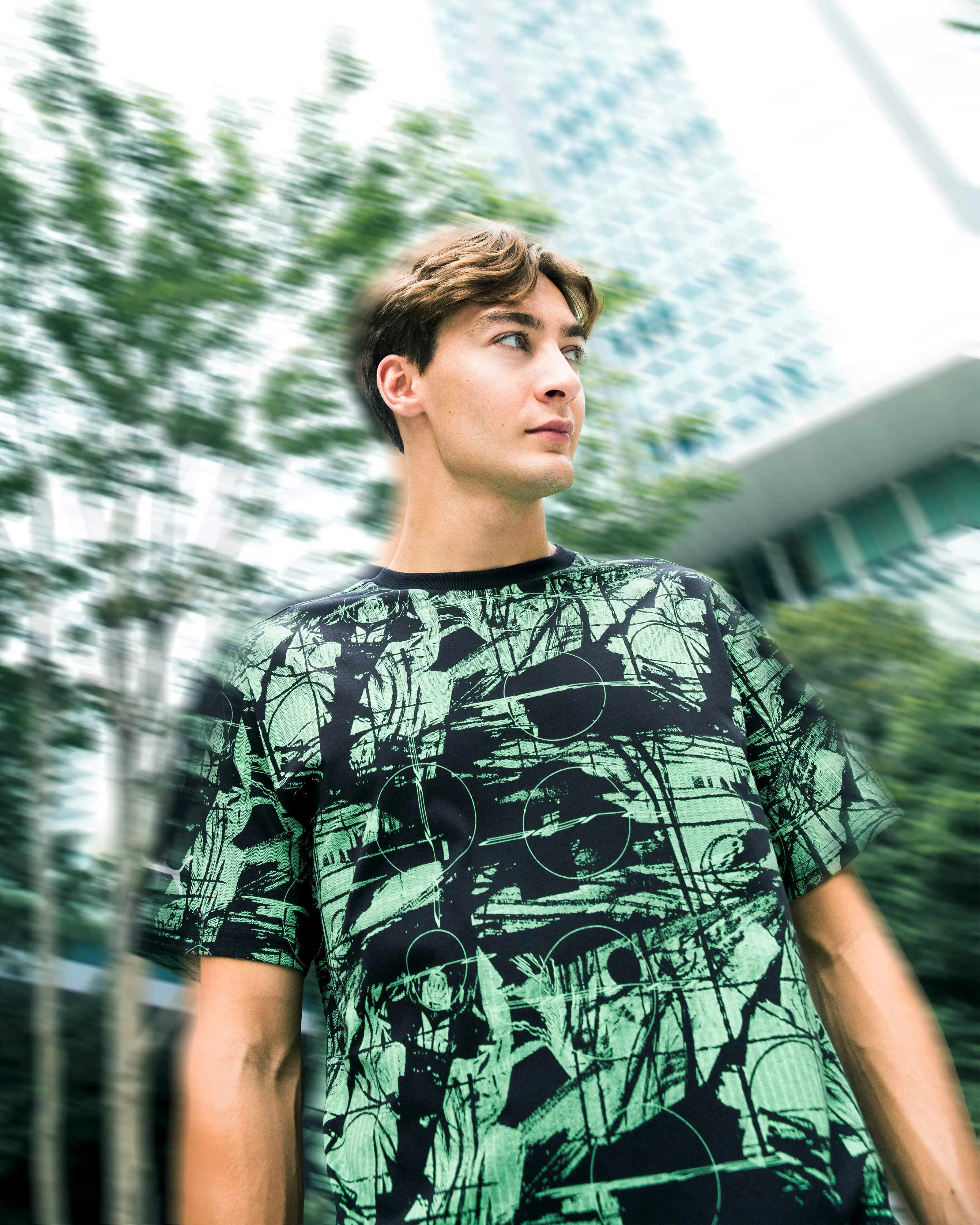 Mens Puma Statement AOP Tee Black
