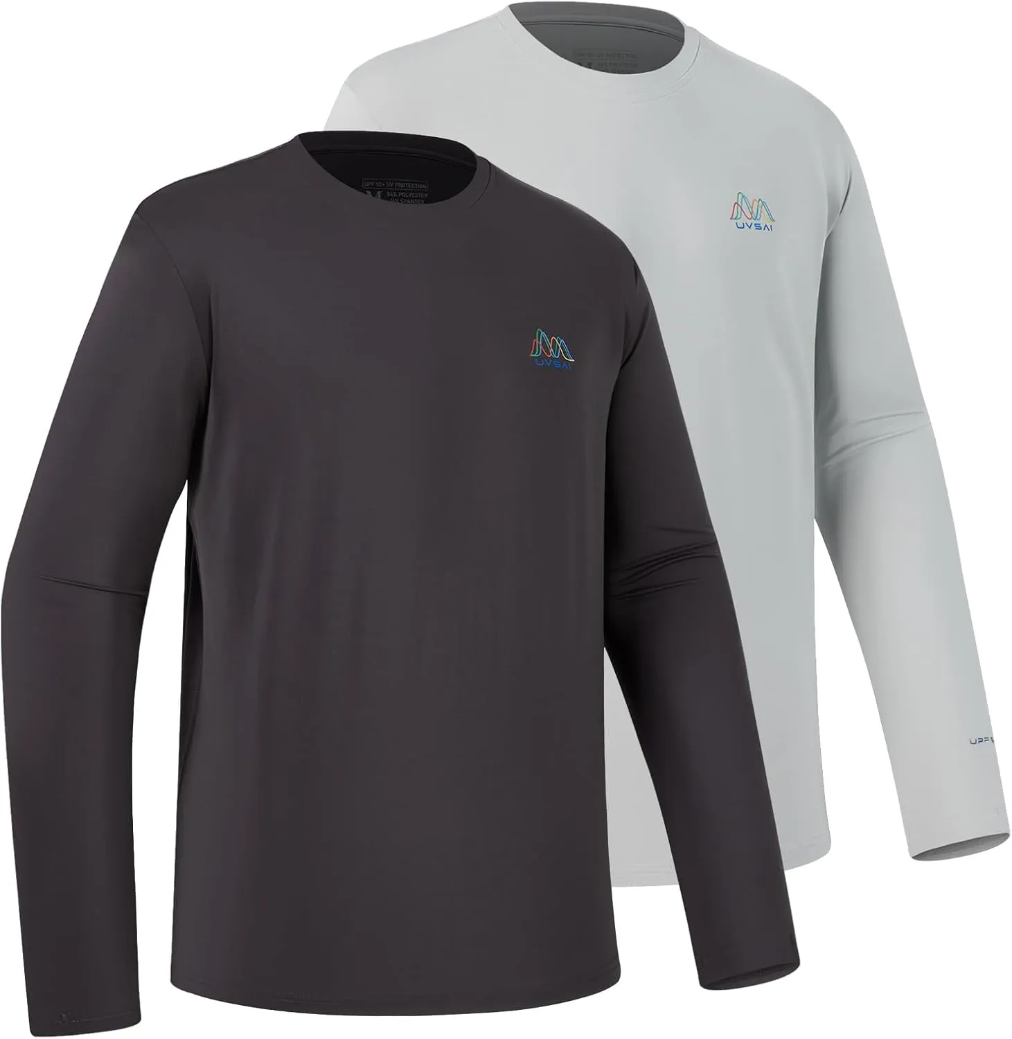 Mens UPF 50  Long Sleeve Performance T-Shirts Permanent UV Protective Quick Dry for Everyday Hiking Fishing Beach
