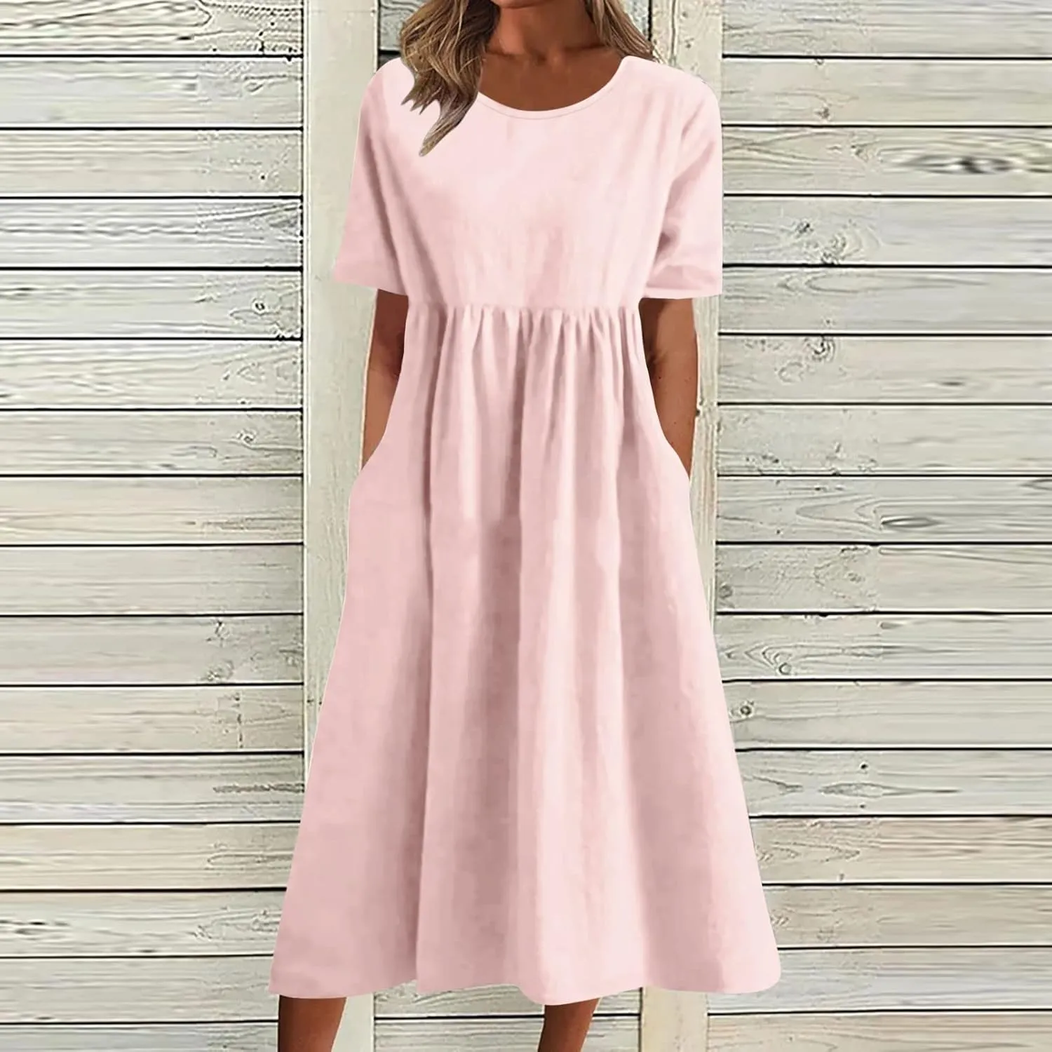 Midi Dresses for Women 2024 Casual Summer Fashion Short Sleeve T Shirts Dress Boho Beach Vacation Floral Print Cute Sundress
