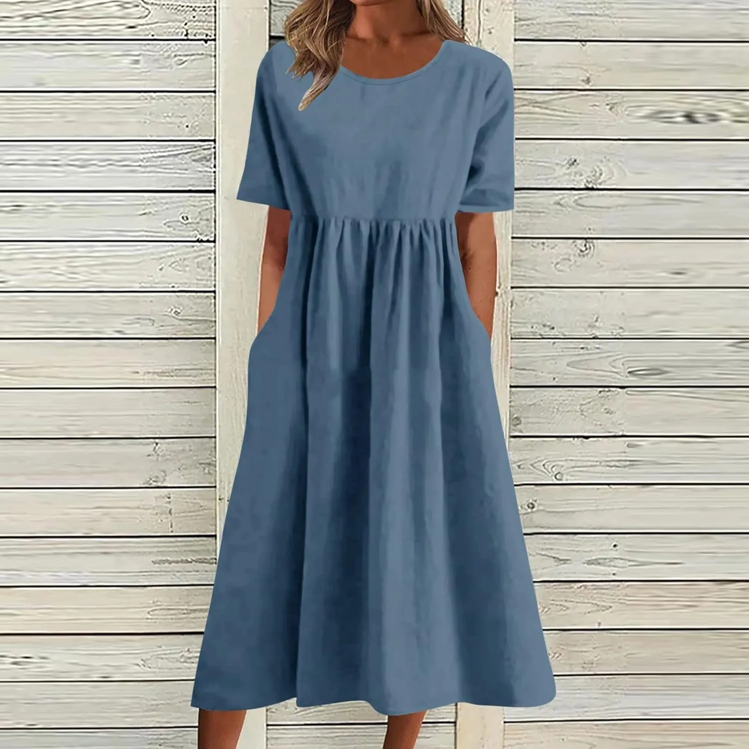 Midi Dresses for Women 2024 Summer Casual Short Sleeve T Shirts Dress Boho Beach Vacation Floral Print Cute Sundress