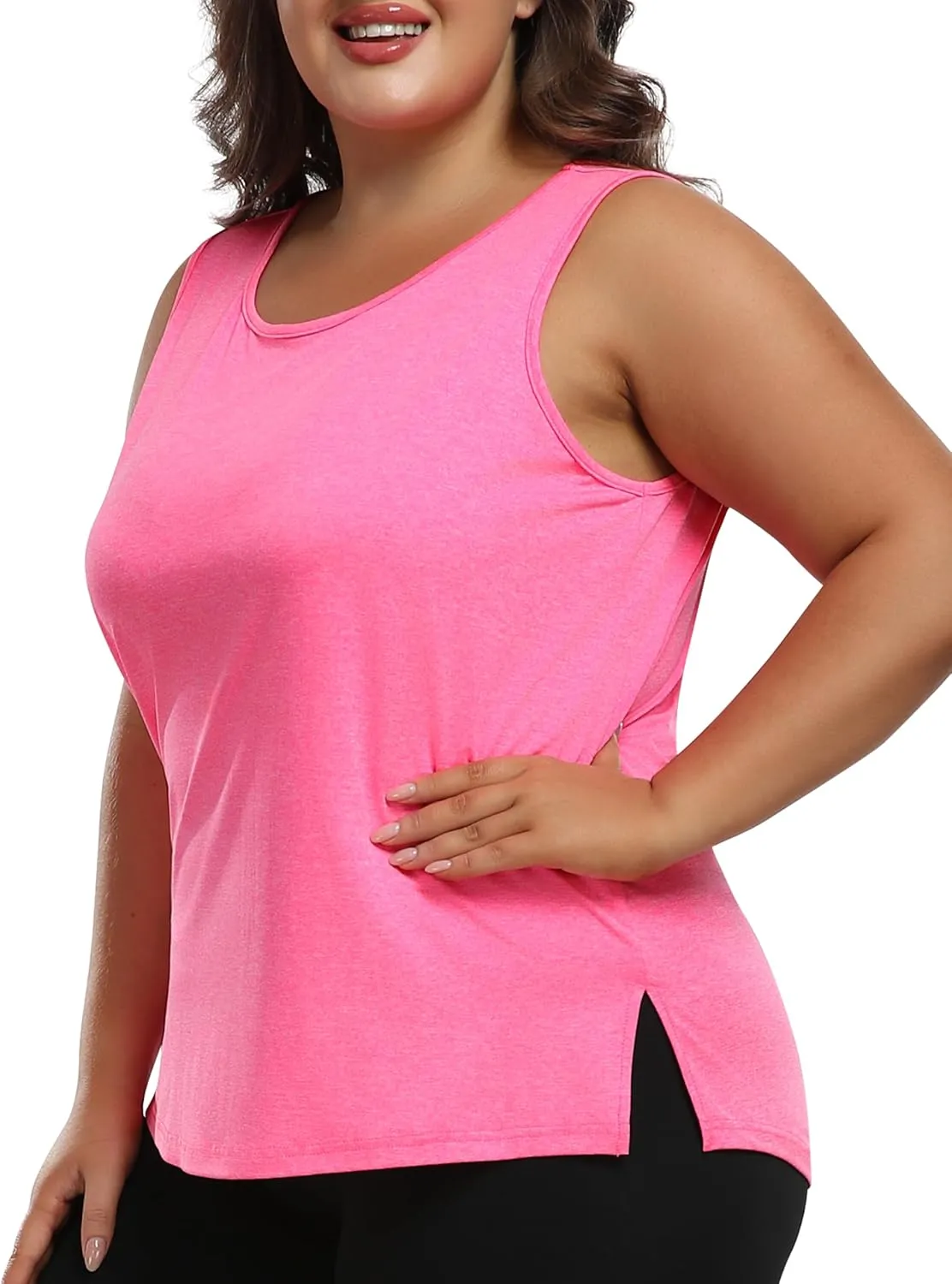 MoFiz Women's Plus Size Workout Tank Tops Sleeveless T-Shirts Quick Dry Tennis Shirt Running Casual Tops for Summer XL-5XL
