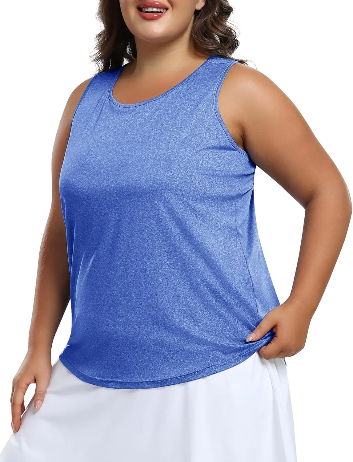 MoFiz Women's Plus Size Workout Tank Tops Sleeveless T-Shirts Quick Dry Tennis Shirt Running Casual Tops for Summer XL-5XL