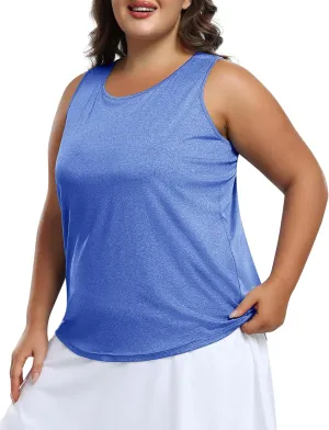 MoFiz Women's Plus Size Workout Tank Tops Sleeveless T-Shirts Quick Dry Tennis Shirt Running Casual Tops for Summer XL-5XL