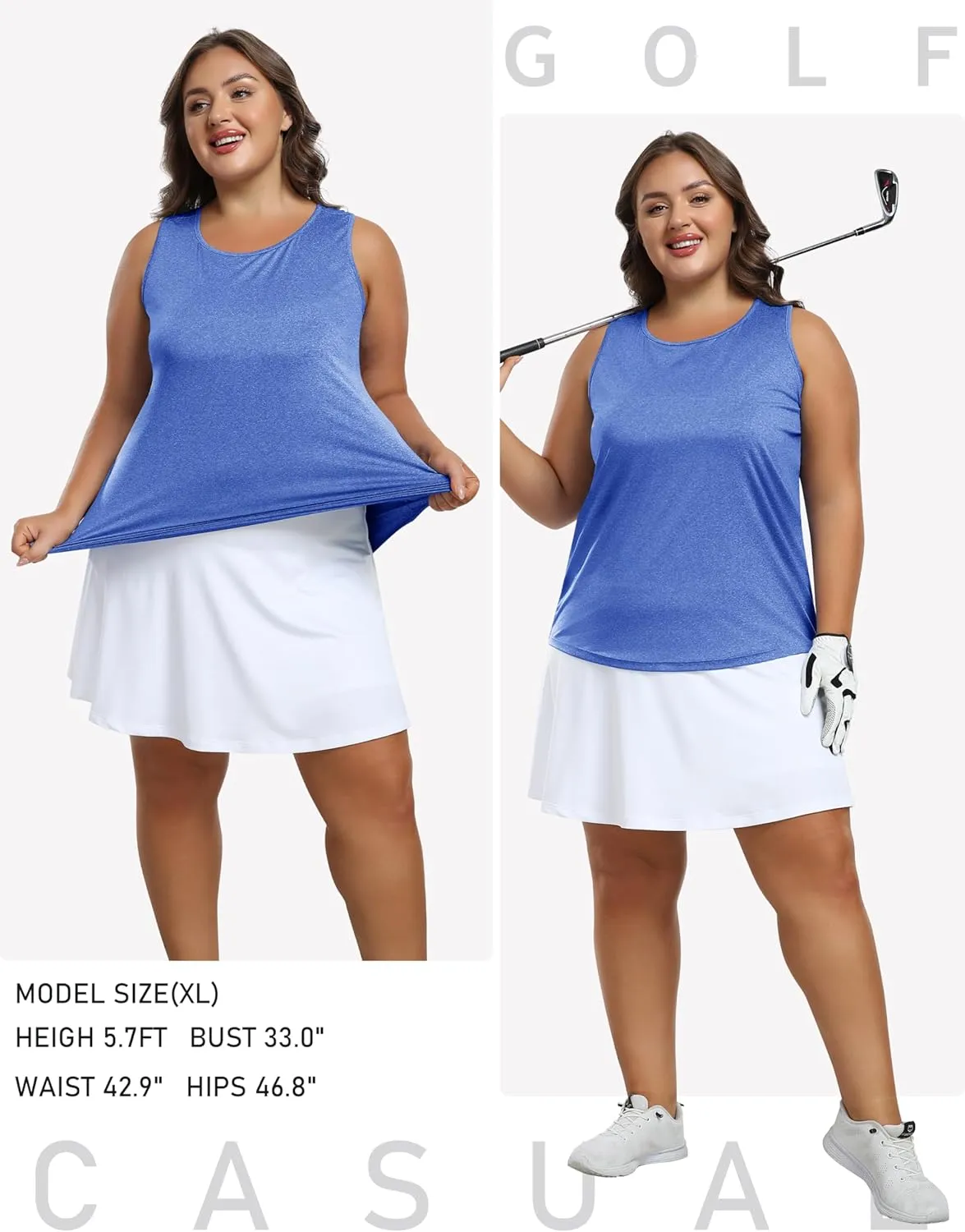 MoFiz Women's Plus Size Workout Tank Tops Sleeveless T-Shirts Quick Dry Tennis Shirt Running Casual Tops for Summer XL-5XL