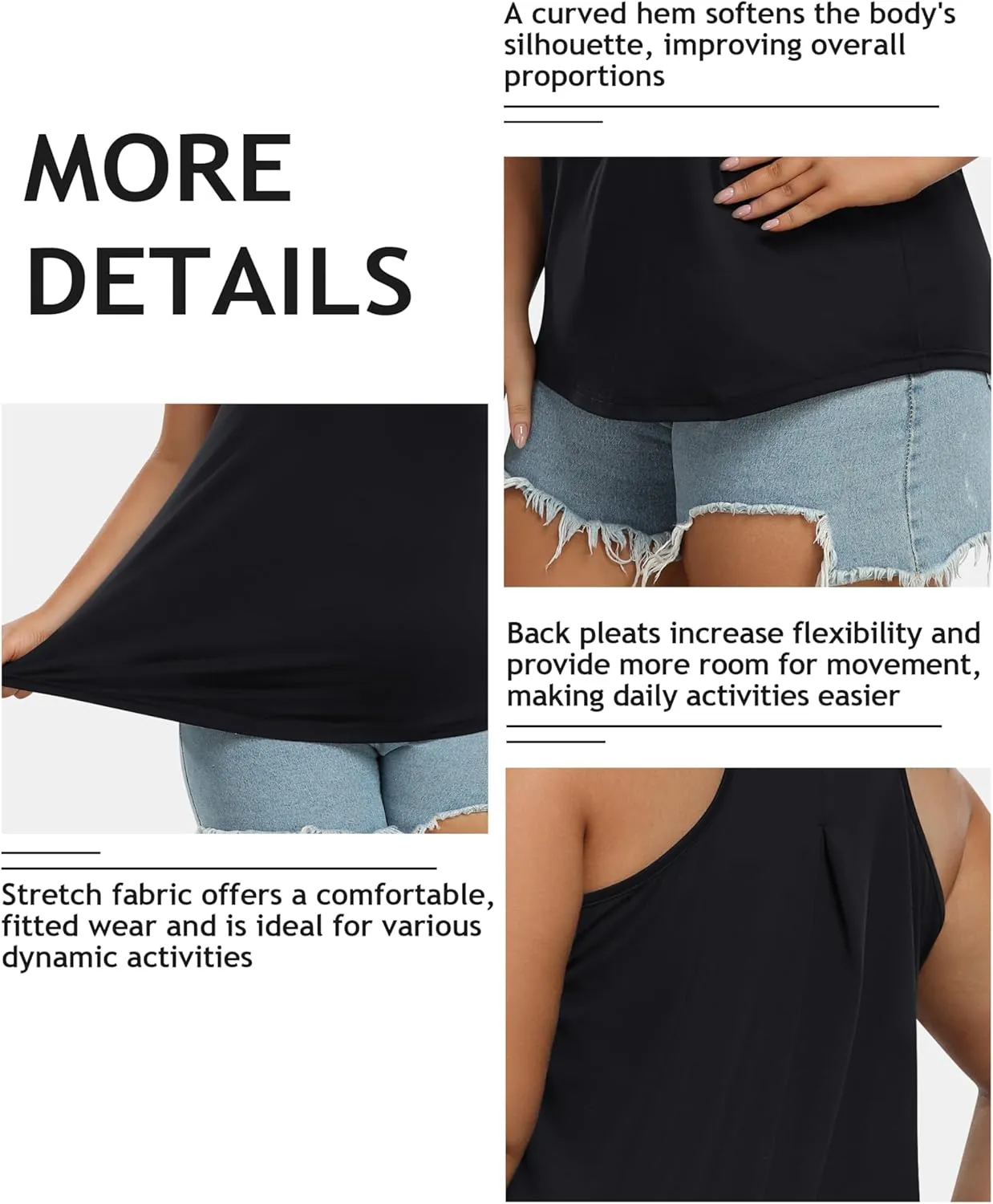 MoFiz Women's Plus Size Workout Tank Tops Sleeveless T-Shirts Quick Dry Tennis Shirt Running Casual Tops for Summer XL-5XL