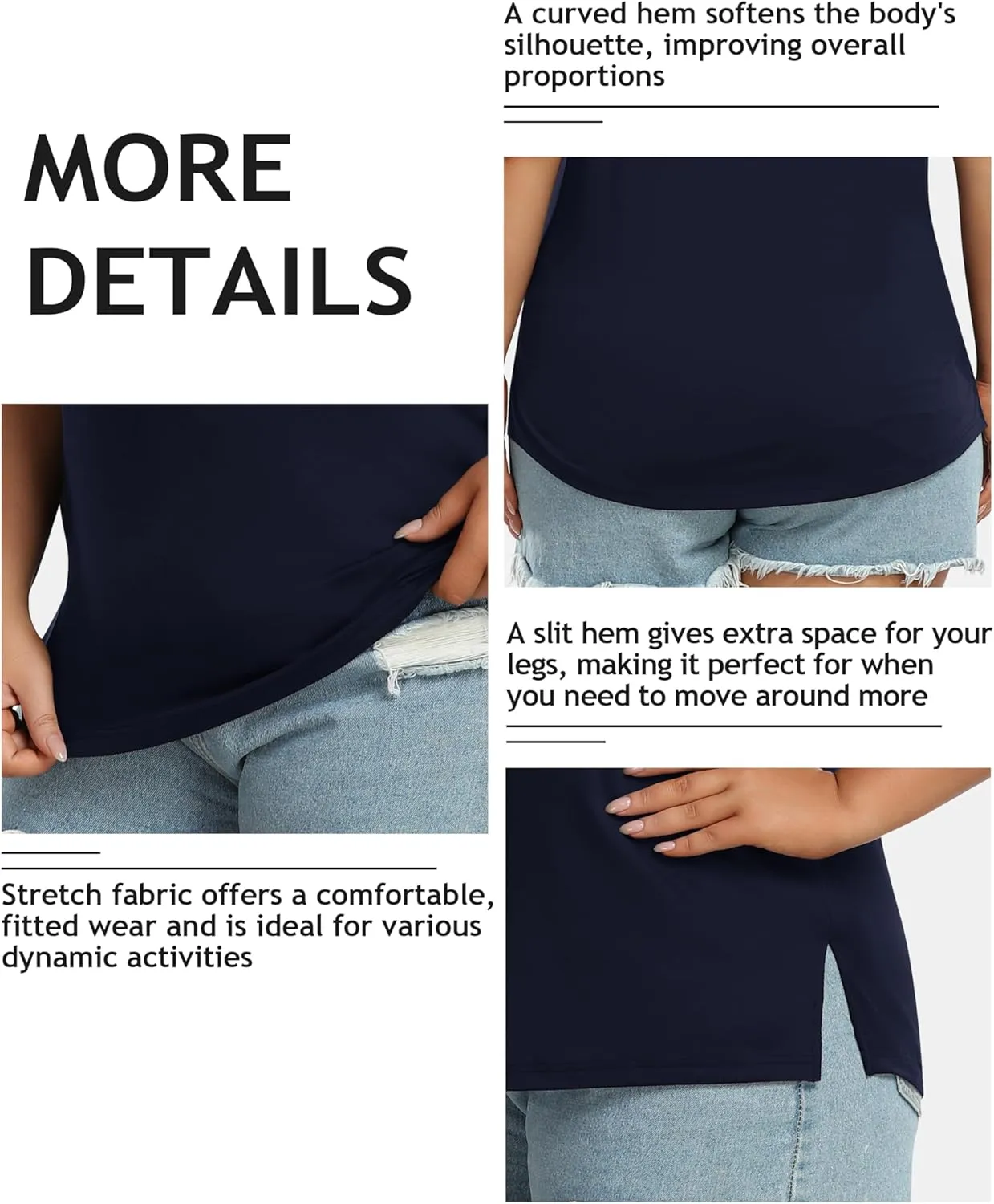 MoFiz Women's Plus Size Workout Tank Tops Sleeveless T-Shirts Quick Dry Tennis Shirt Running Casual Tops for Summer XL-5XL