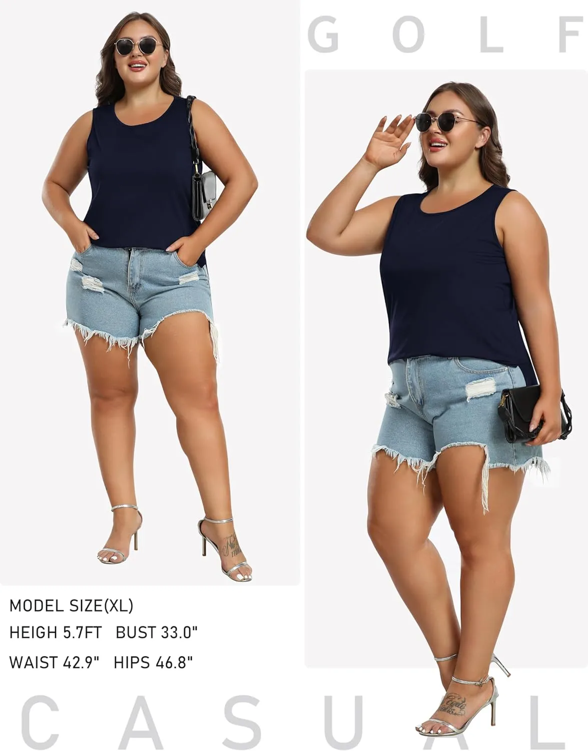 MoFiz Women's Plus Size Workout Tank Tops Sleeveless T-Shirts Quick Dry Tennis Shirt Running Casual Tops for Summer XL-5XL