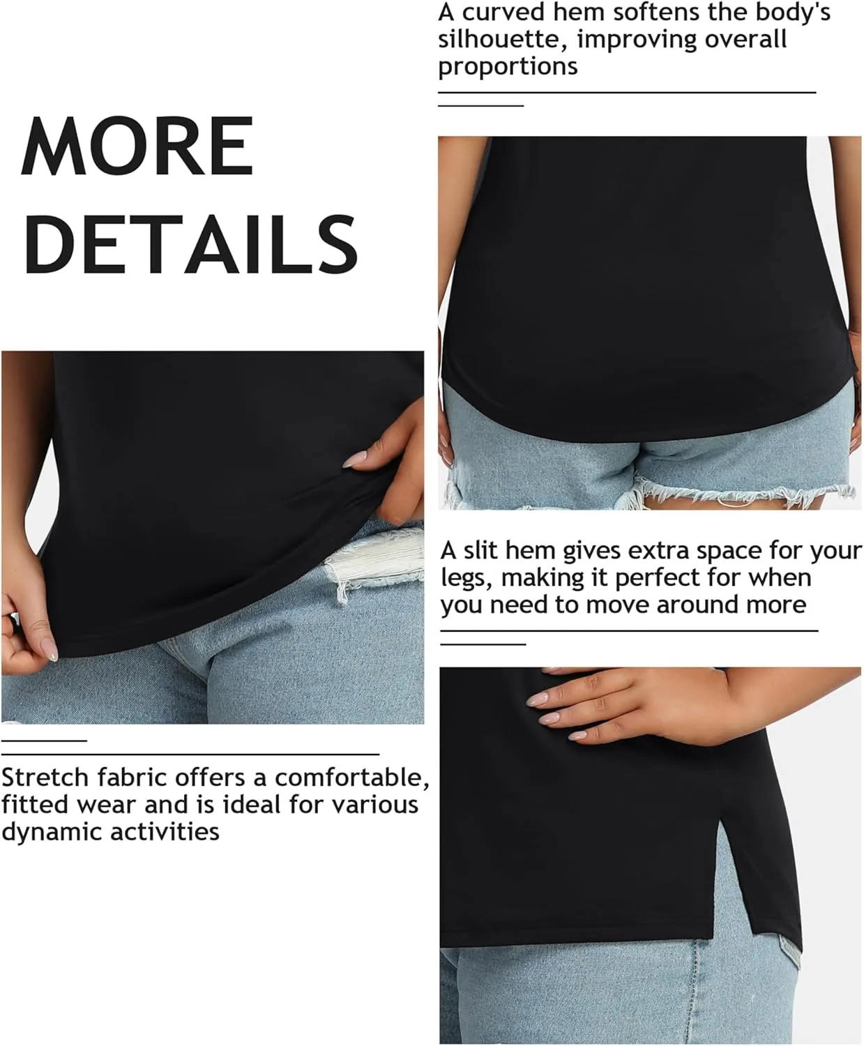 MoFiz Women's Plus Size Workout Tank Tops Sleeveless T-Shirts Quick Dry Tennis Shirt Running Casual Tops for Summer XL-5XL