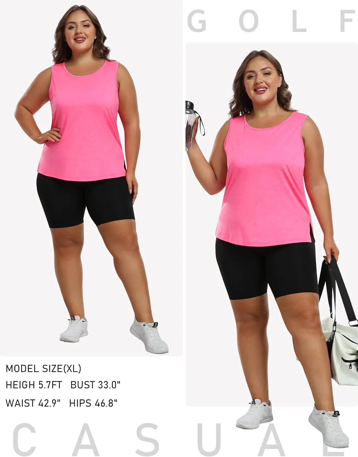 MoFiz Women's Plus Size Workout Tank Tops Sleeveless T-Shirts Quick Dry Tennis Shirt Running Casual Tops for Summer XL-5XL