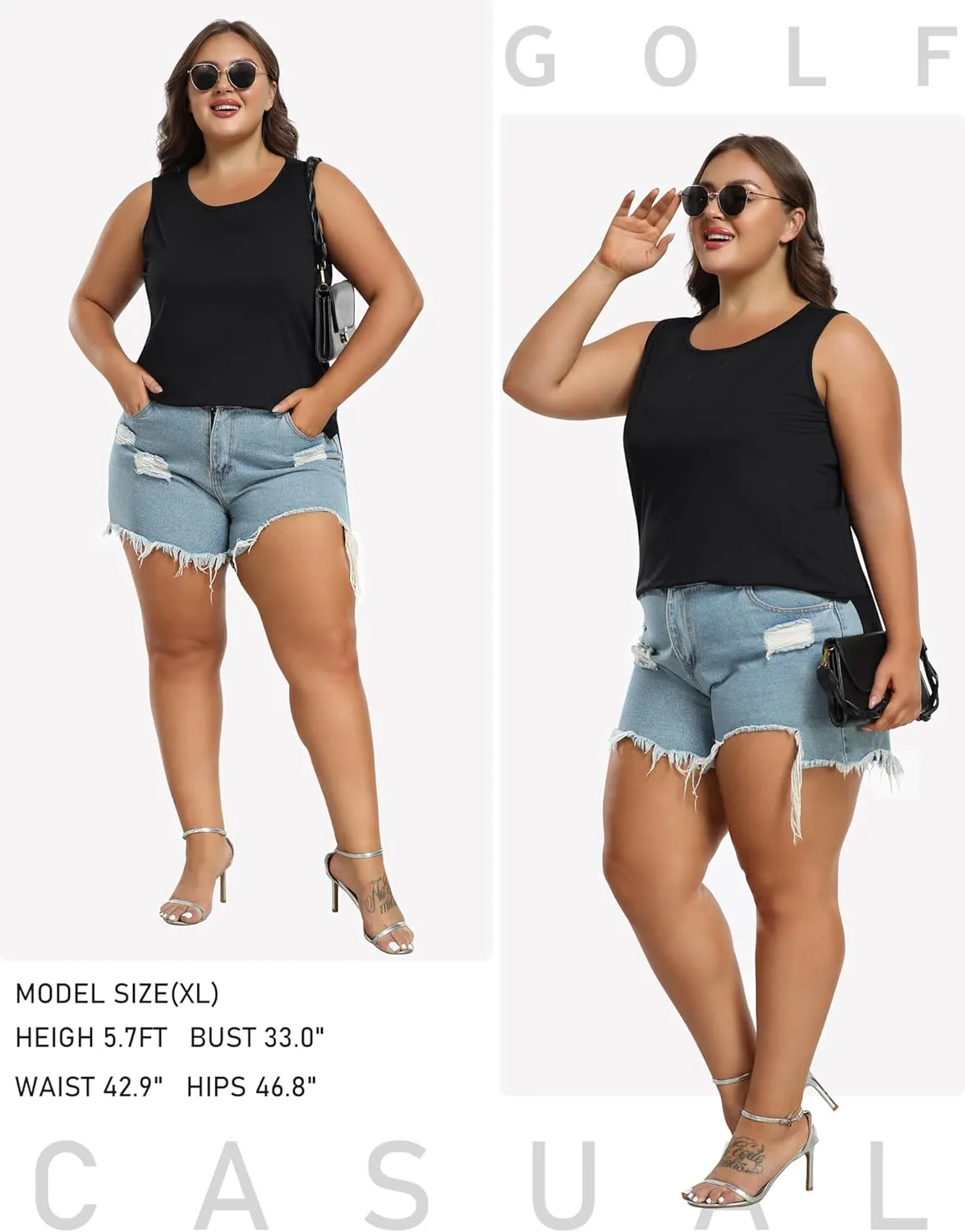 MoFiz Women's Plus Size Workout Tank Tops Sleeveless T-Shirts Quick Dry Tennis Shirt Running Casual Tops for Summer XL-5XL