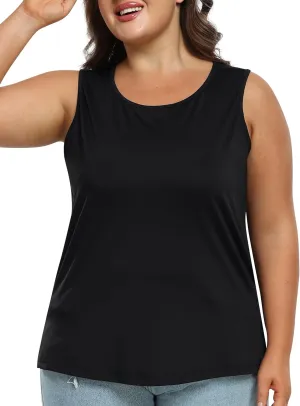 MoFiz Women's Plus Size Workout Tank Tops Sleeveless T-Shirts Quick Dry Tennis Shirt Running Casual Tops for Summer XL-5XL