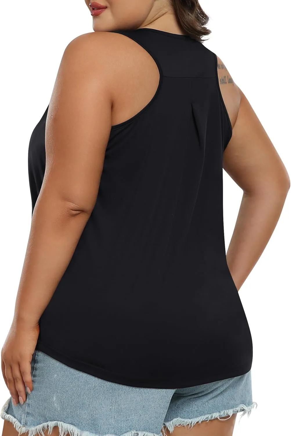 MoFiz Women's Plus Size Workout Tank Tops Sleeveless T-Shirts Quick Dry Tennis Shirt Running Casual Tops for Summer XL-5XL