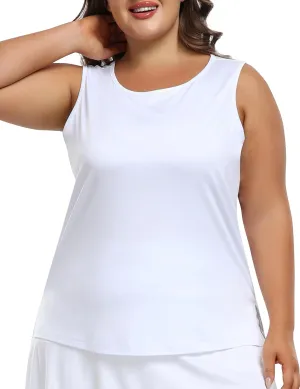 MoFiz Women's Plus Size Workout Tank Tops Sleeveless T-Shirts Quick Dry Tennis Shirt Running Casual Tops for Summer XL-5XL