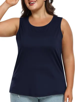 MoFiz Women's Plus Size Workout Tank Tops Sleeveless T-Shirts Quick Dry Tennis Shirt Running Casual Tops for Summer XL-5XL