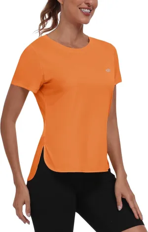 MoFiz Women's Short Sleeve Shirts UPF 50  Sun Shirt Crew Neck UV Hiking Athletic Workout Moisture Wicking Quick Dry T-Shirts