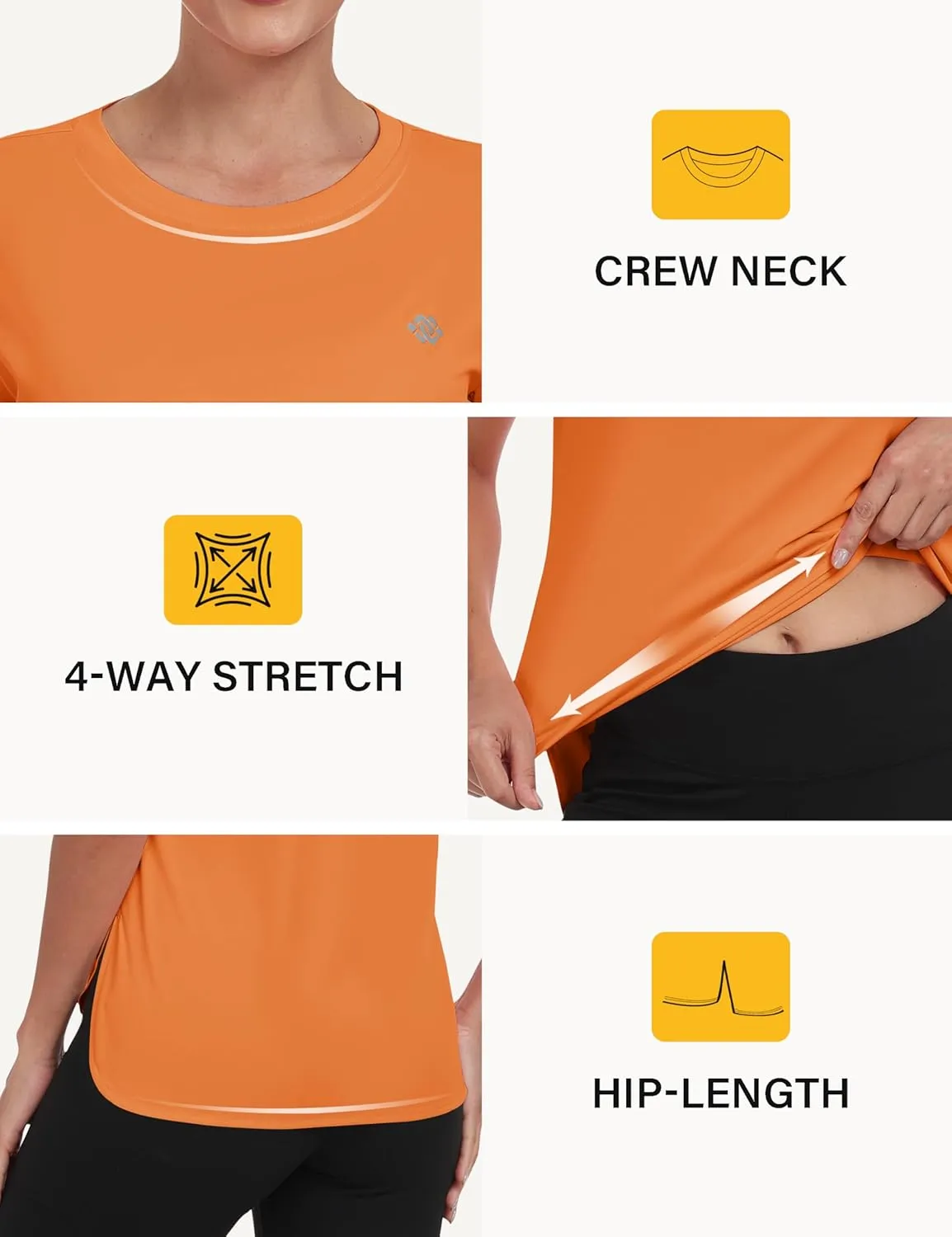 MoFiz Women's Short Sleeve Shirts UPF 50  Sun Shirt Crew Neck UV Hiking Athletic Workout Moisture Wicking Quick Dry T-Shirts