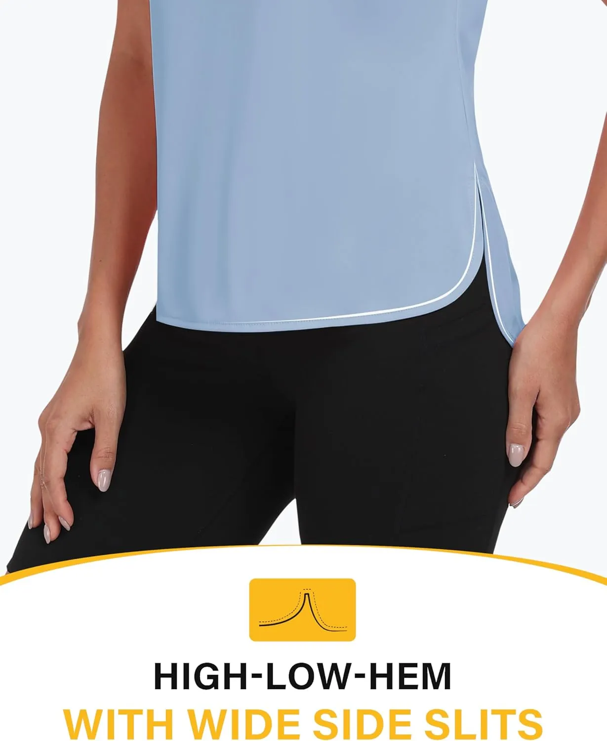 MoFiz Women's Short Sleeve Shirts UPF 50  Sun Shirt Crew Neck UV Hiking Athletic Workout Moisture Wicking Quick Dry T-Shirts