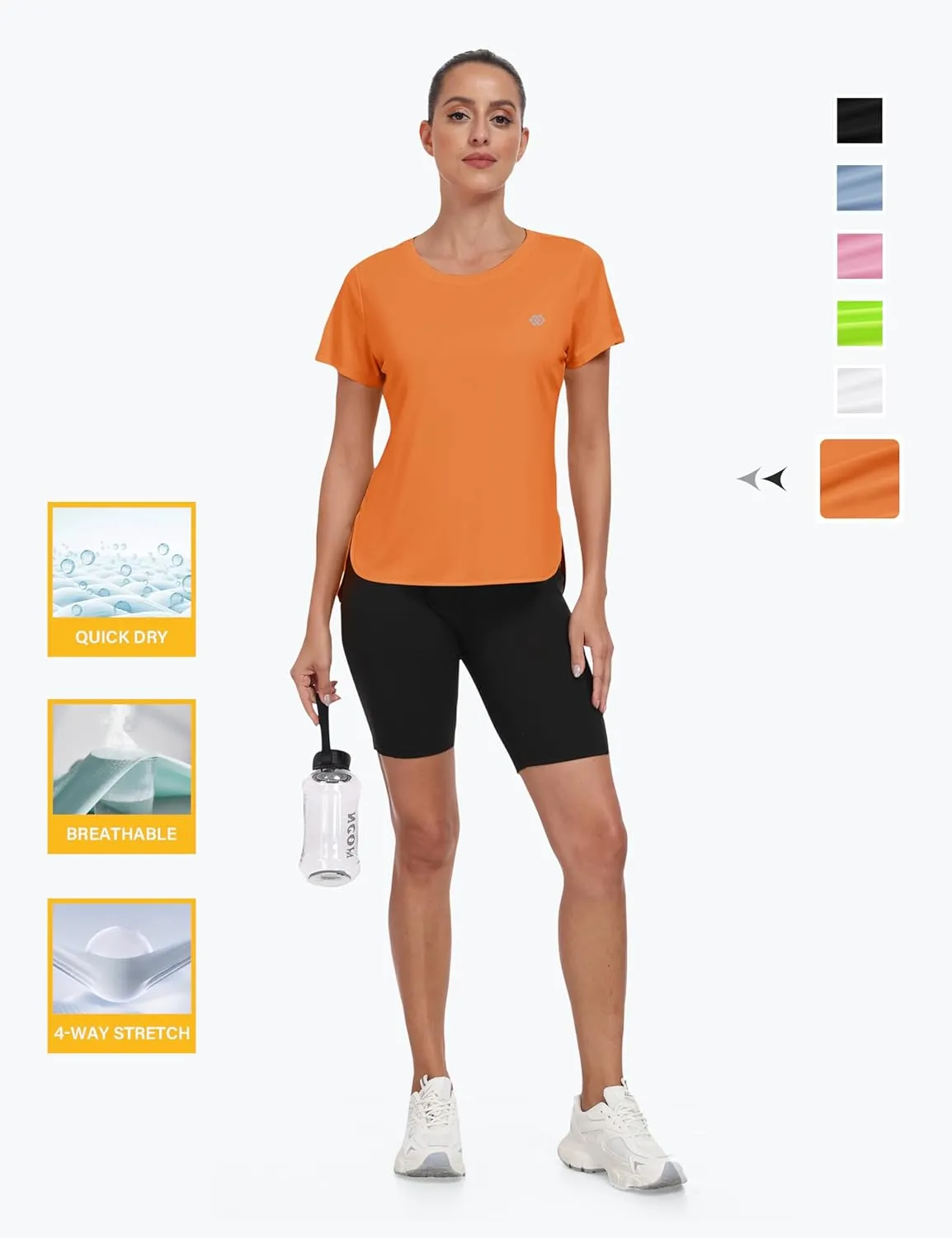 MoFiz Women's Short Sleeve Shirts UPF 50  Sun Shirt Crew Neck UV Hiking Athletic Workout Moisture Wicking Quick Dry T-Shirts