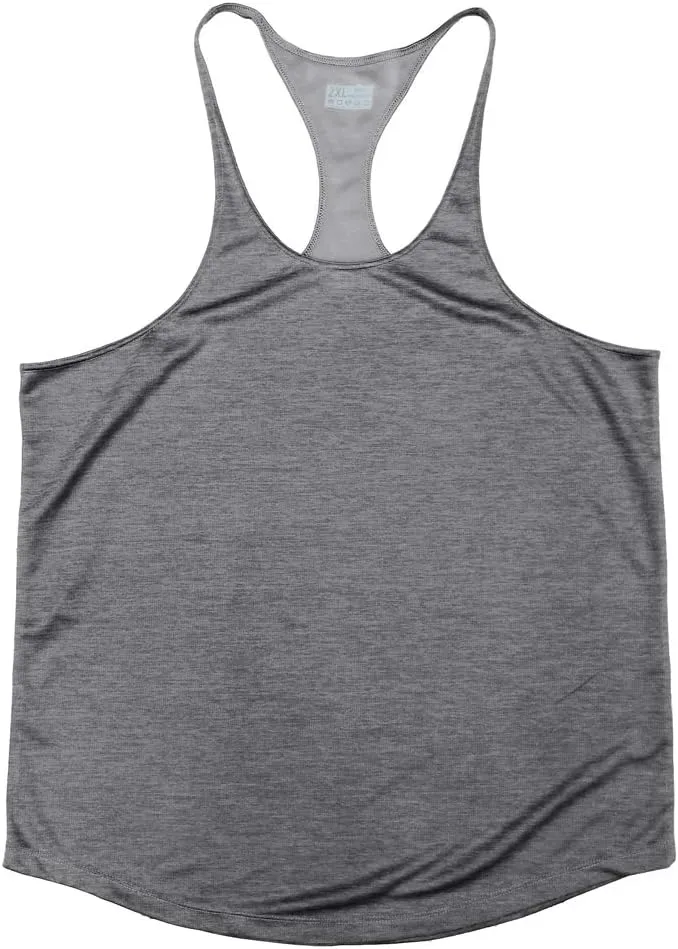 Muscle Cmdr Men's Bodybuilding Stringer Tank Tops Y-Back Gym Fitness Workout Training Running T-Shirts Athletic Quick Dry Top