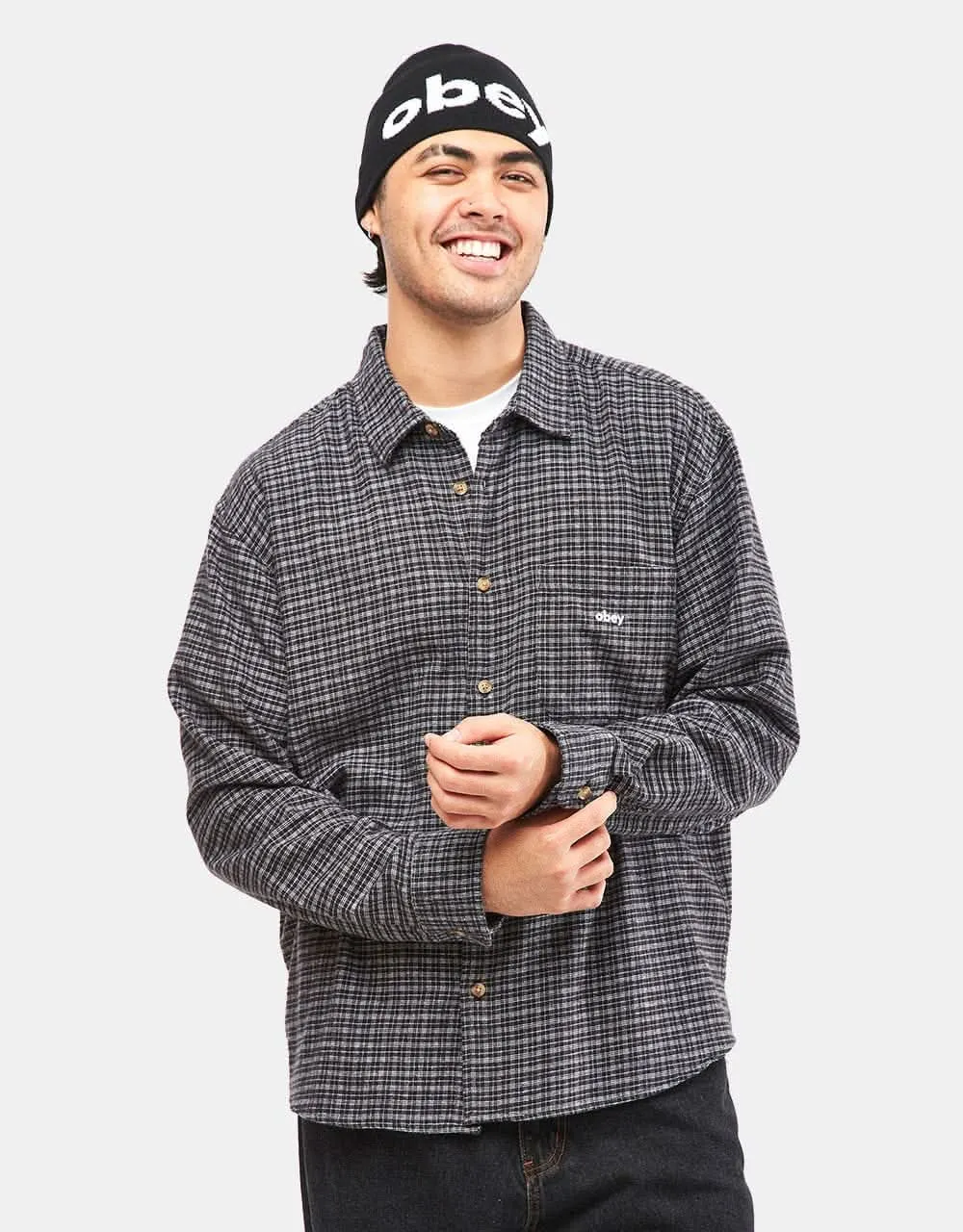 Obey Bigwig Knox L/S Flannel Shirt - Black Multi