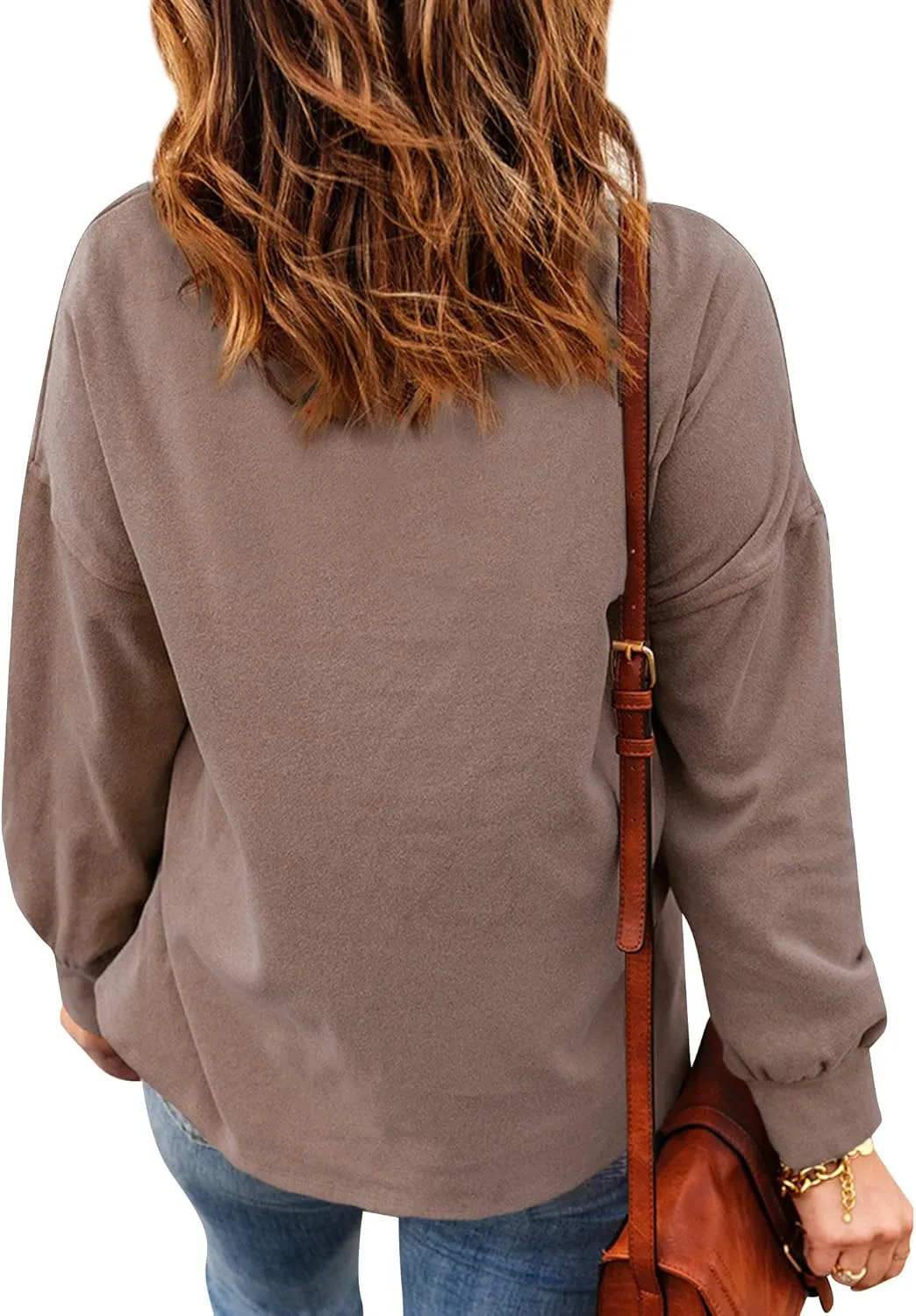 OUNAR Women Casual Long Sleeve Sweatshirt Cowl Neck Drawstring Thick Dralon Loose Pullovers Shirts Tops Sweatshirts