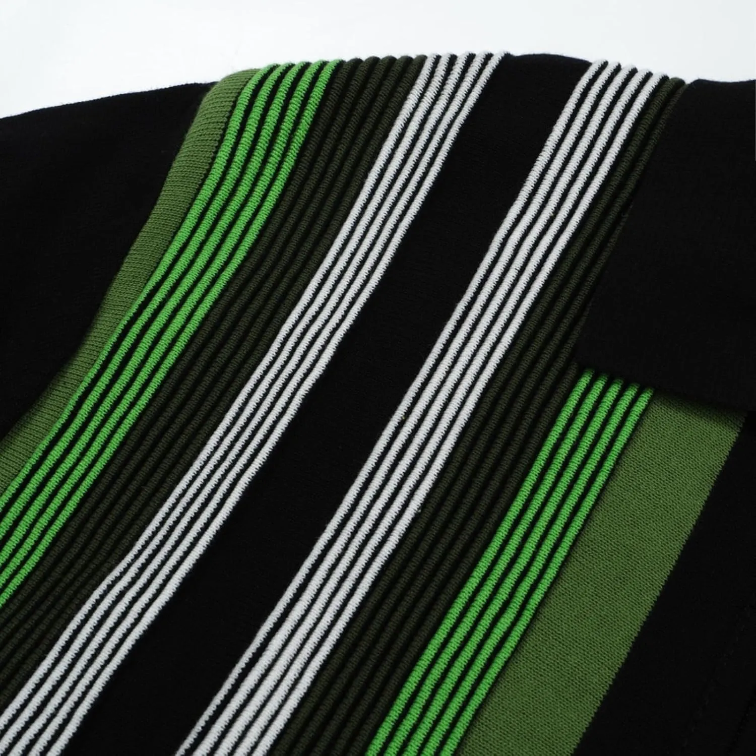 OXKNIT Men's Short Sleeve Knit Retro Polo Shirt, 1960s Mod Style Vintage Zip Stripe Golf Polo T Shirts