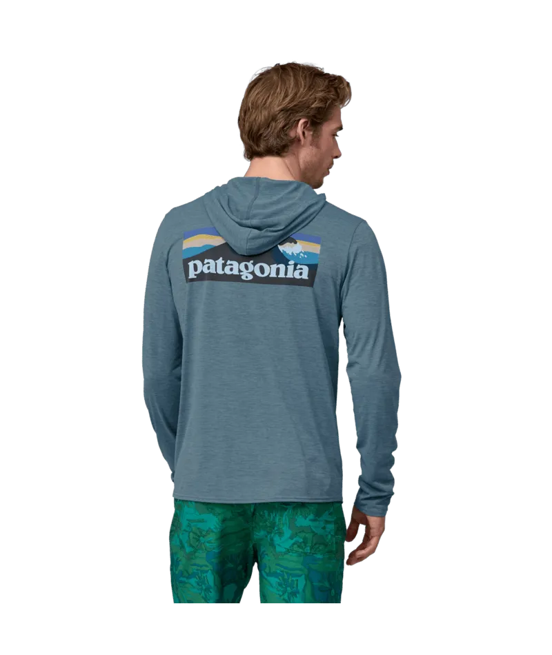 Patagonia Cap Cool Daily Graphic Hooded L/S Shirt-Boardshort Logo: Utility Blue X-Dye