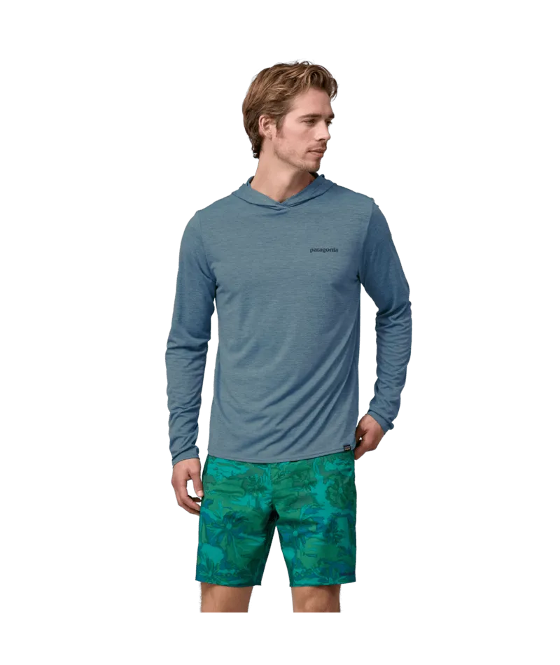 Patagonia Cap Cool Daily Graphic Hooded L/S Shirt-Boardshort Logo: Utility Blue X-Dye