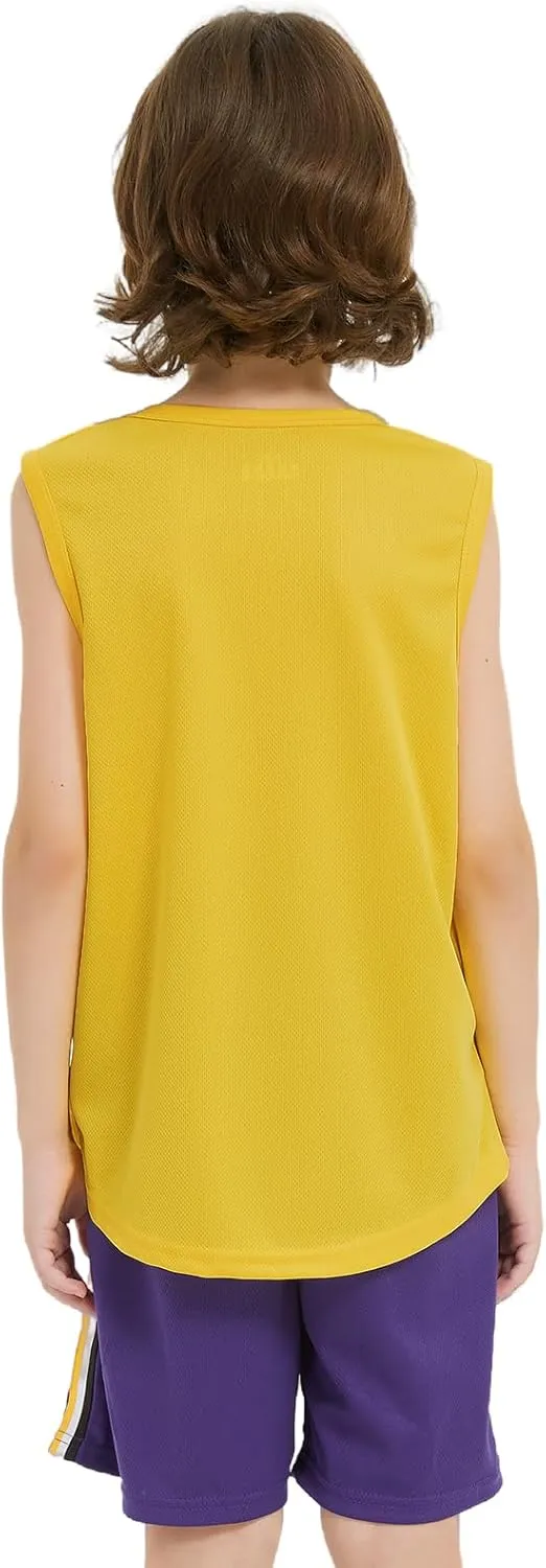 Phedrew 6 Pack Boys Youth Kids Mesh Athletic Quick Dry Tank Top Sleeveless T Shirts Moisture Wicking (Age 4-18)