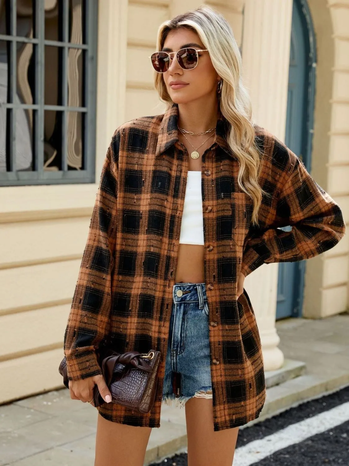 Plaid Button Up Long Sleeve Shirt - 4 Styles