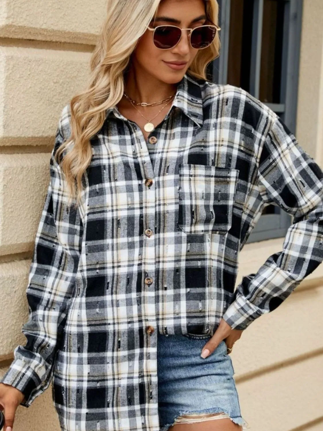 Plaid Button Up Long Sleeve Shirt - 4 Styles