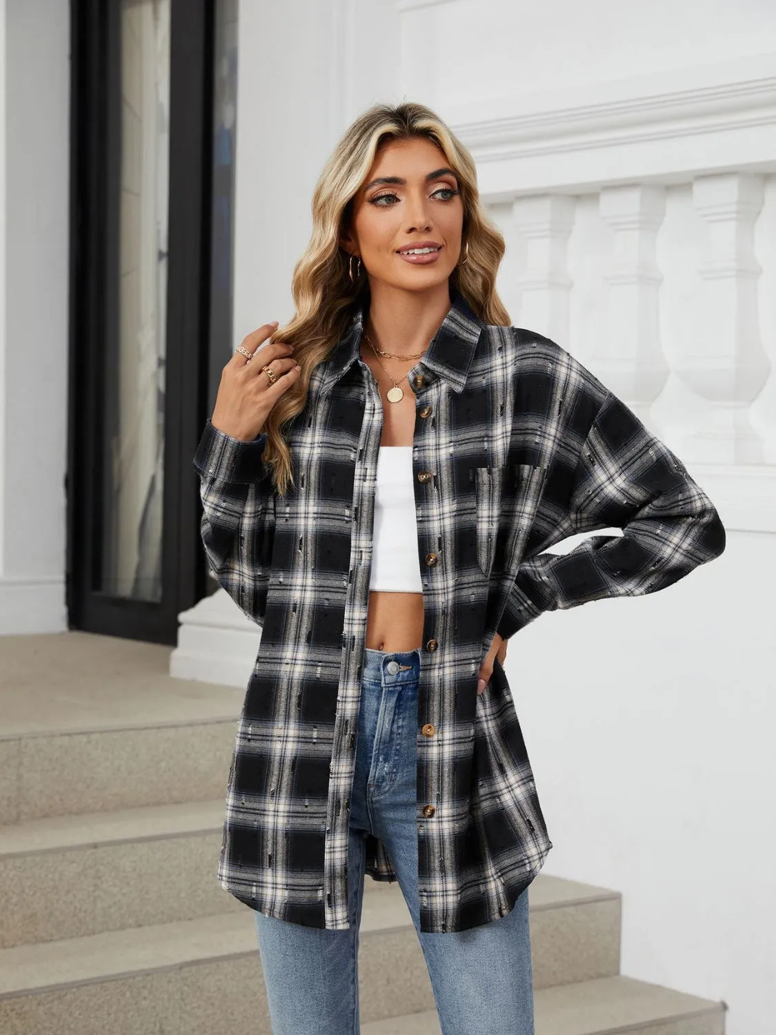 Plaid Button Up Long Sleeve Shirt - 4 Styles